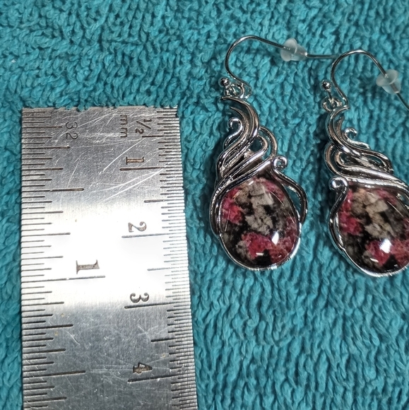 Elegant Silver and Pink Multicolor Colorful Swirl Wire Dangle Earrings - Picture 2 of 3